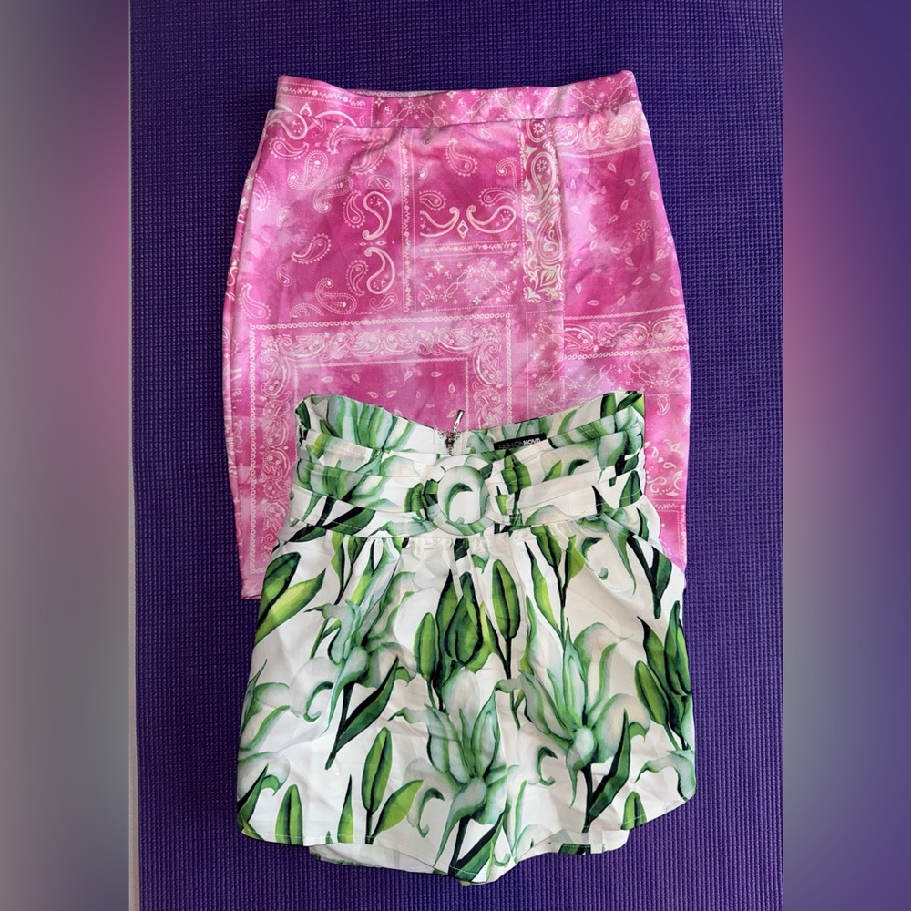 Fashion Nova: Pink Skirt and Green Skort
